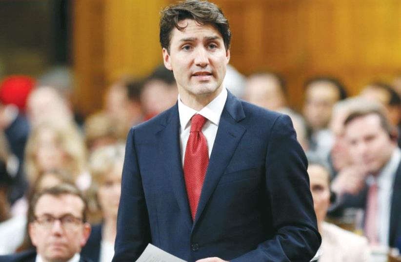 CANADA’S PRIME MINISTER Justin Trudeau in the House of Commons on Parliament Hill in Ottawa. (photo credit: REUTERS)