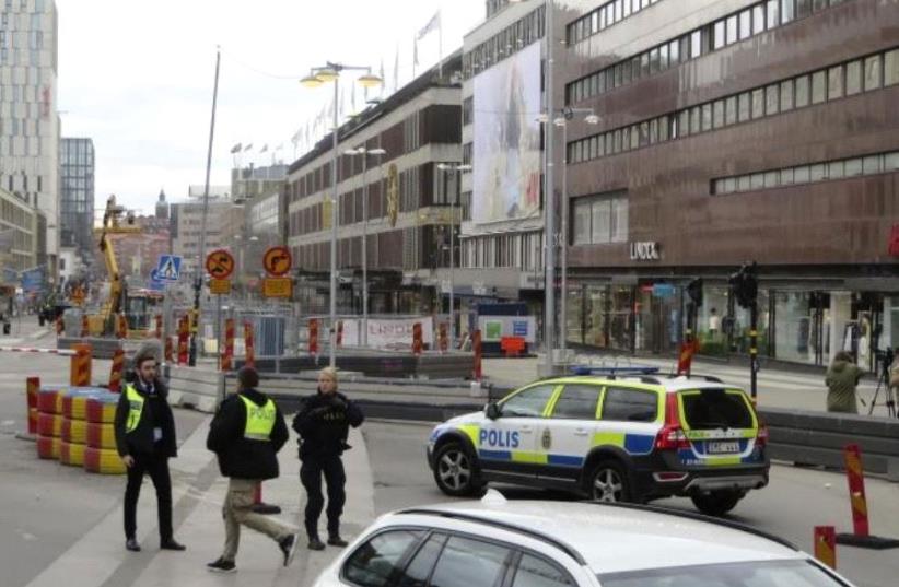4 killed in suspected terror attack in Stockholm, Sweden - April 7, 2017 (photo credit: REUTERS)