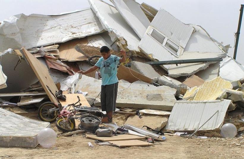  A demolished house in the unrecognized Bedouin village of al-Arakib, few days after all the houses of the village were demolished by Israeli law enforcements, 31 July 2010 (photo credit: WIKIMEDIA)