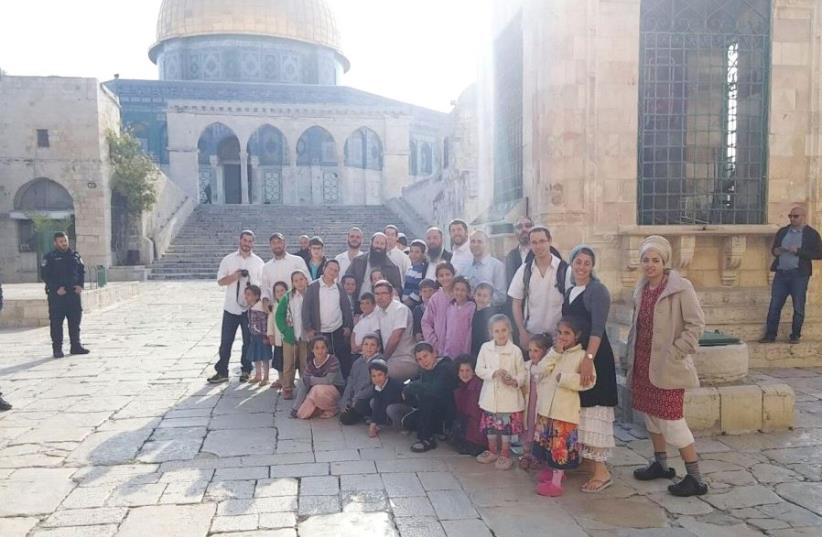 A GROUP of residents from Har Bracha south of Nablus in the West Bank visit the Temple Mount on Sunday (photo credit: PESACH GOLDMAN)