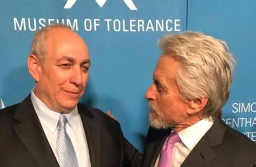 CHEMI PERES with Michael Douglas. (photo credit: PERES CENTER FOR PEACE)
