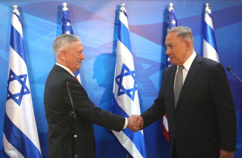 Prime Minister Benjamin Netanyahu and US Defense Secretary James Mattis (photo credit: MARC ISRAEL SELLEM)