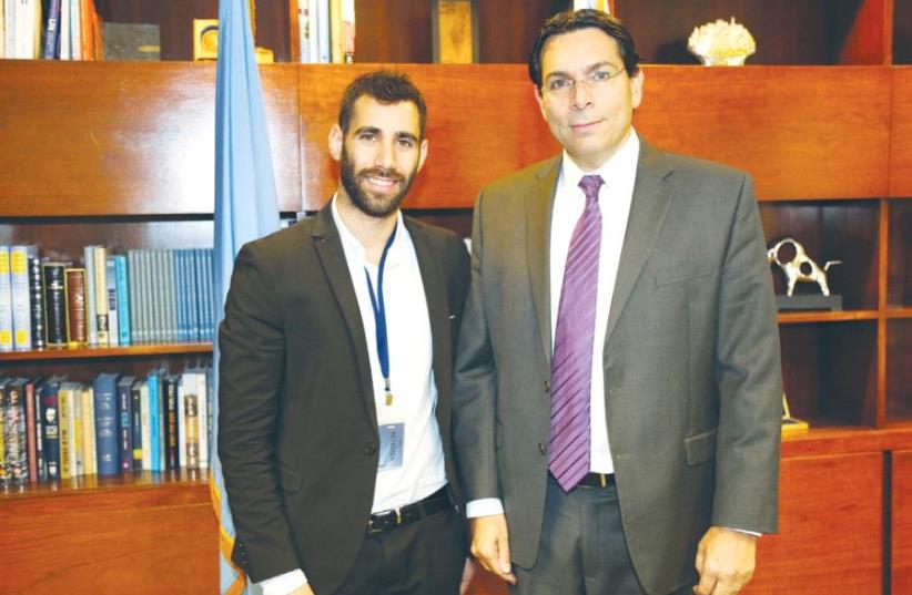 AVIRAM SHAUL (left) meets with Ambassador to the UN Danny Danon in New York this week (photo credit: ISRAEL MISSION TO THE UN)