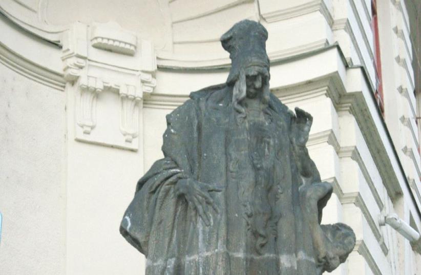The Statue of the Maharal in Prague (photo credit: WIKIMEDIA)