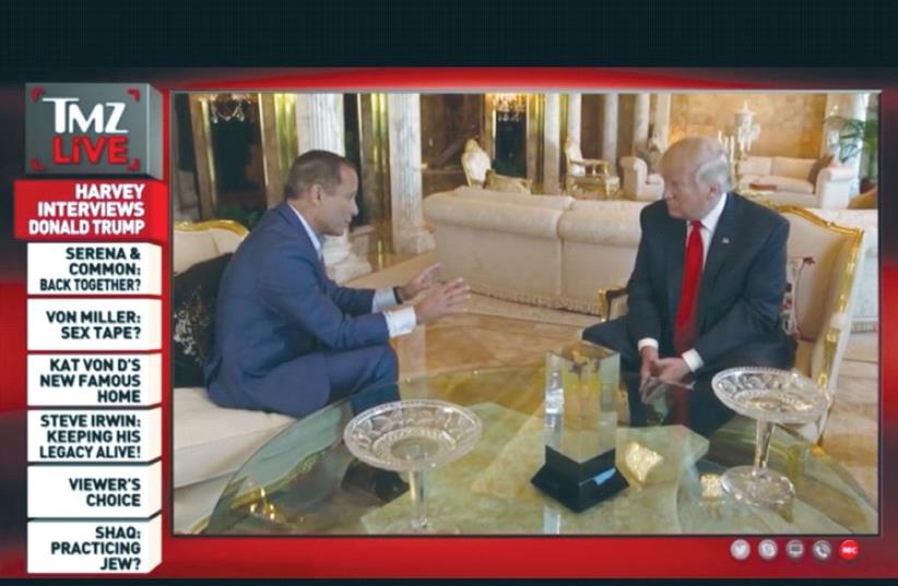 HARVEY LEVIN interviews US President Donald Trump in this preview for the Fox News show ‘OBJECTified.’ (photo credit: screenshot)