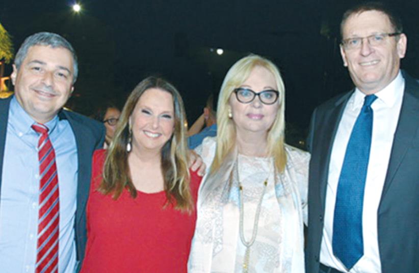 From Left: Bank Hapoalim CEO Arik Pinot, Shari Arison, owner of the Arison group and of the controlling stake in the bank, Orit Lerer, CEO of Bank Hapoalim Switzerland and Oded Eran, chairman of Bank Hapoalim. (photo credit: TAMAR MAZPI)