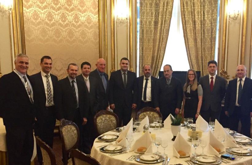 The Israeli delegation to Romania, representing the Knesset Christian Allies Caucus, World Jewish Congress and ICEJ. (photo credit: RENEE SHARON)