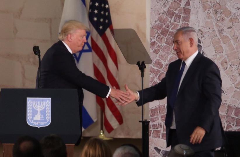 US President Donald Trump and Prime Minister Benjamin Netanyahu at the Israel Museum (photo credit: MARC ISRAEL SELLEM)