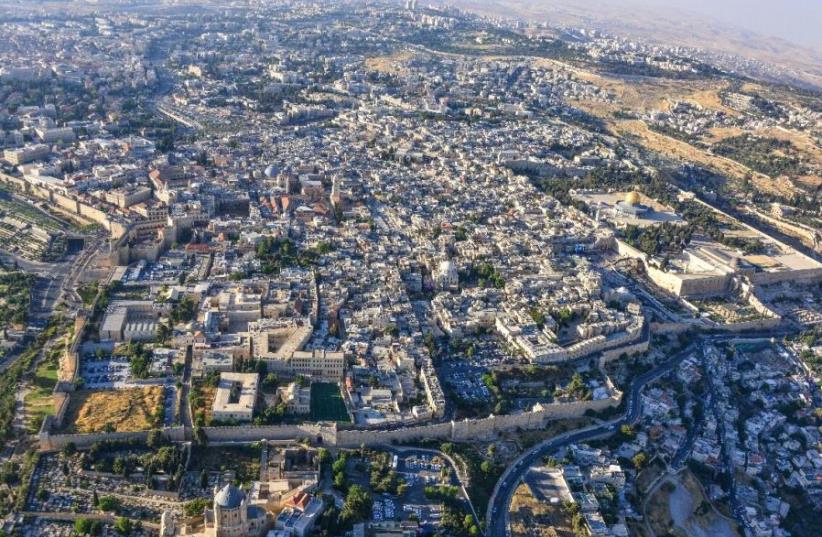 Aerial view of Jerusalem's Old City (photo credit: COURTESY ISRAEL POLICE)