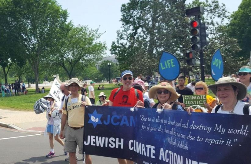 JCAN MEMBERS take part in the People’s Climate March in Washington in April. (photo credit: Courtesy)