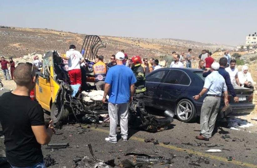Deadly West Bank road accident leaves six dead (photo credit: COURTESY MDA)