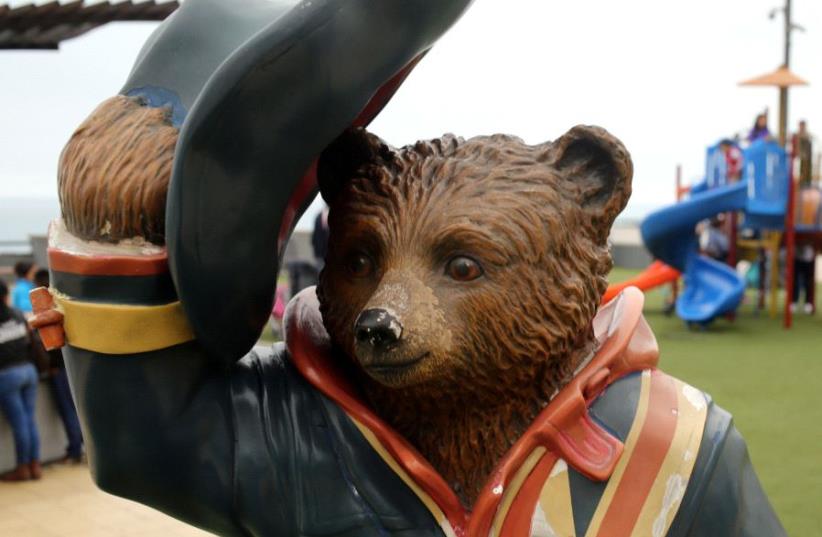 Paddington Bear statue in Lima, Peru (photo credit: MARIANA BAZO/REUTERS)