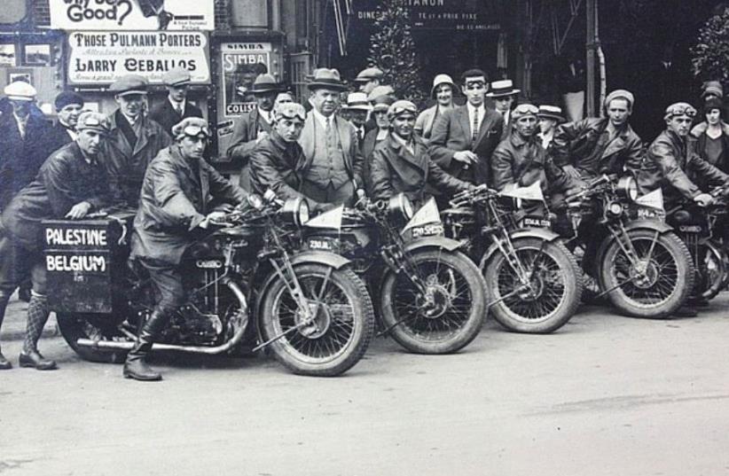 Motorcyclists at the first Maccabiah games (photo credit: Courtesy)