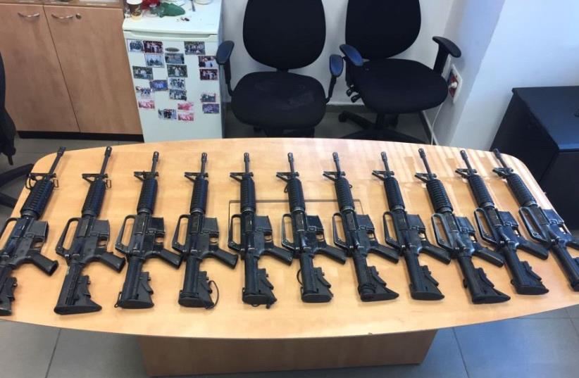 Retrieved weapons stolen from an IDF base in southern Israel (photo credit: ISRAEL POLICE)