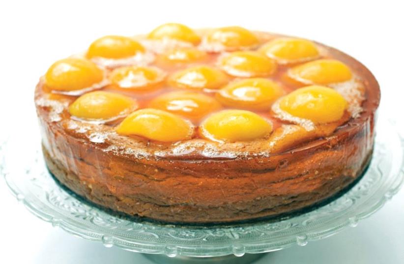 Upside-down apricot cake (photo credit: PASCALE PEREZ-RUBIN)