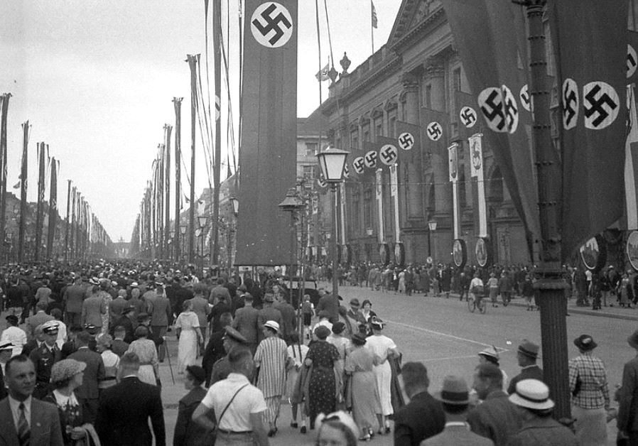 The Nazi regime organized the mass displays of Nazi propaganda and nationalist symbols across Germany during the 1936 Berlin Summer Olympics events (photo credit: FOTO:FORTEPAN / LŐRINCZE JUDIT VIA CC BY-SA 3.0)