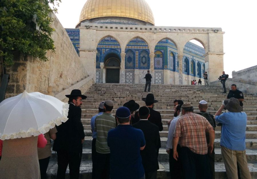 Jewish visitors on the Temple Mount July 17, 2017 (Photo, Arnon Segal)