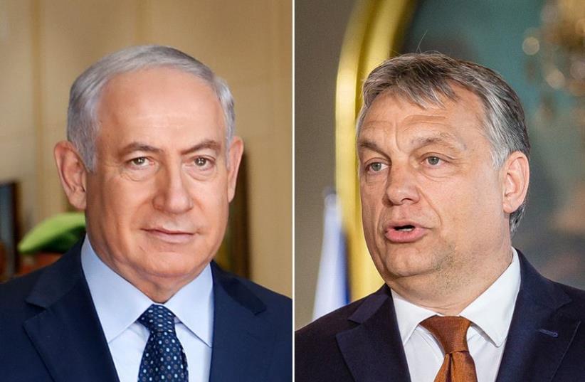 Netanyahu and Orban (photo credit: WOJTEK RADWANSKI / AFP PHOTO / AFP,THOMAS COEX / AFP)