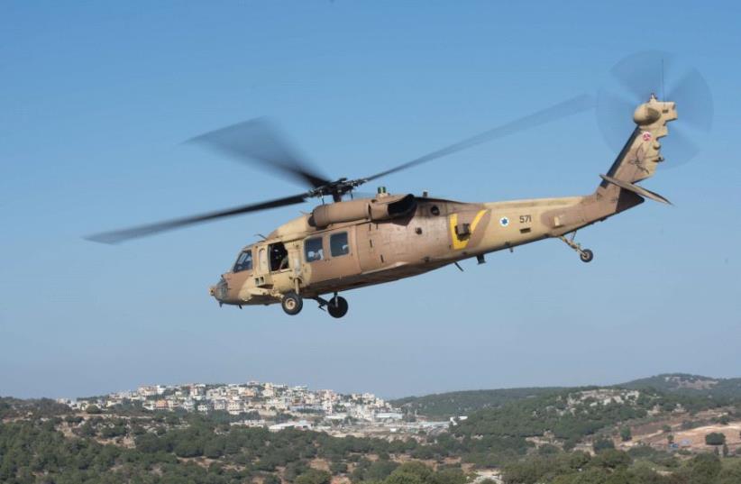 Blackhawk helicopters take part in IDF Air Force drill, July 2017 (photo credit: IDF SPOKESPERSON'S UNIT)