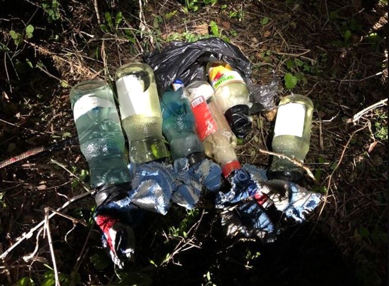 Molotov cocktails found outside the West Bank settlement of Itamar. (Photo: IDF Spokesperson's Unit)