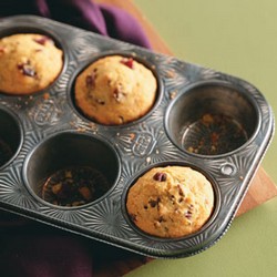 Corn muffins with dried cranberries and pecans
