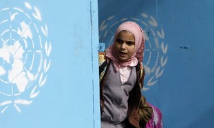 Palestinian girl at UNRWA school [illustrative]