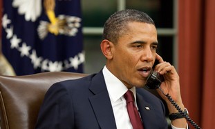 US President Obama on the phone [illustrative]