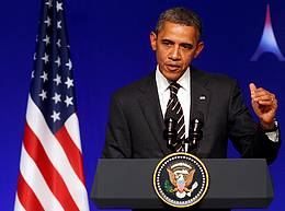 U.S. President Barack Obama addresses during a new