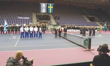 Israel's and Sweden's Davis Cup teams in Malmo