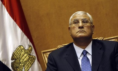 Egyptian interim president Adli Mansour is sworn in, July 4, 2013