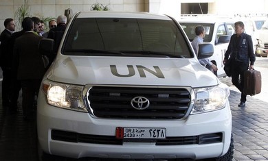 UN chemical weapons investigators arrive in Damascus September 25, 2013. (Reuters)