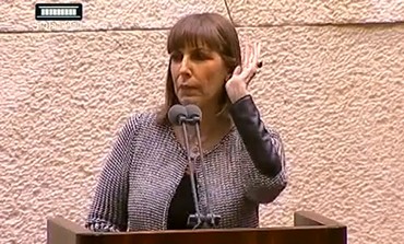 Culture Minister Livnat speaks at Knesset plenum, Dec. 23, 2013 Photo: YouTube screenshot