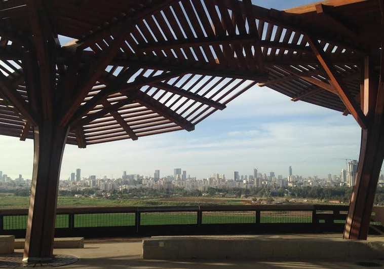View of Tel Aviv metropolitan area from the top of Hiriya Mountain, Park Ariel Sharon