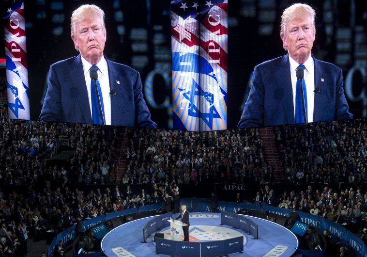 Donald Trump addresses the American Israel Public Affairs Committee (AIPAC) 2016 Policy Conference as US Republican presidential candidate (SAUL LOEB / AFP) 