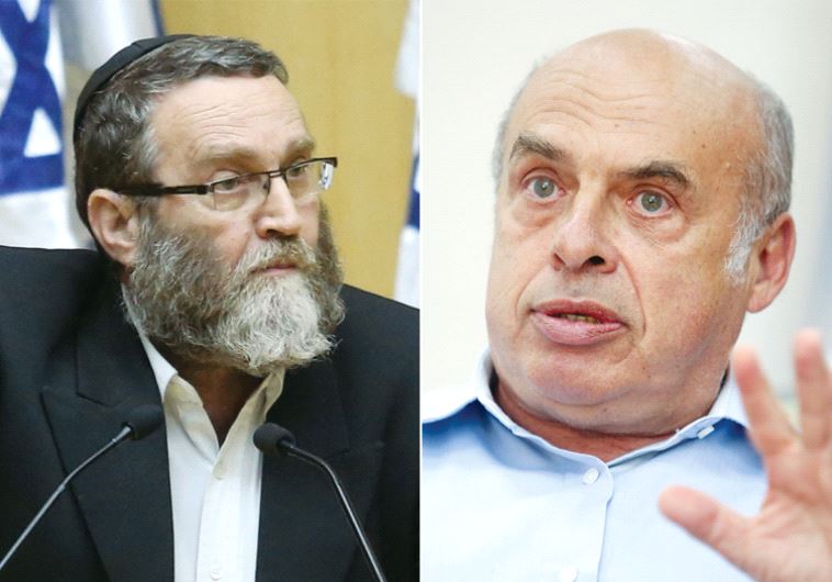 MK Moshe Gafni and Jewish Agency chairman Natan Sharansky (photo credit: MARC ISRAEL SELLEM)