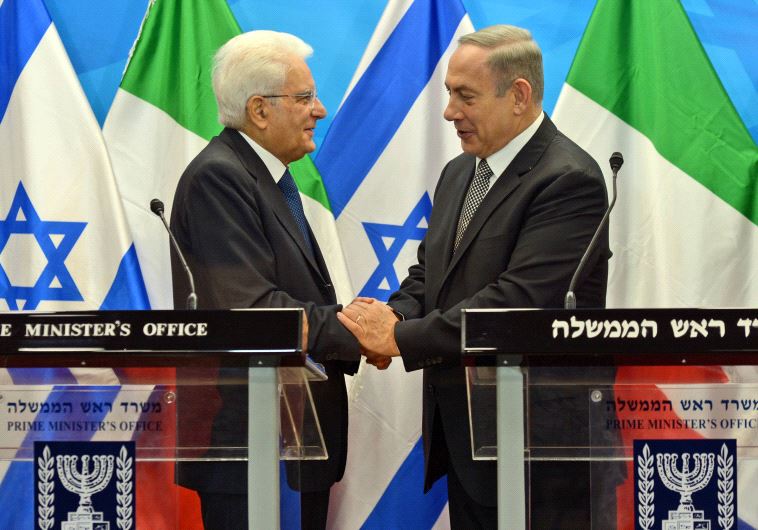 PM Netanyahu with Italian President Sergio Mattarella ( CHAIM TZACH/GPO )
