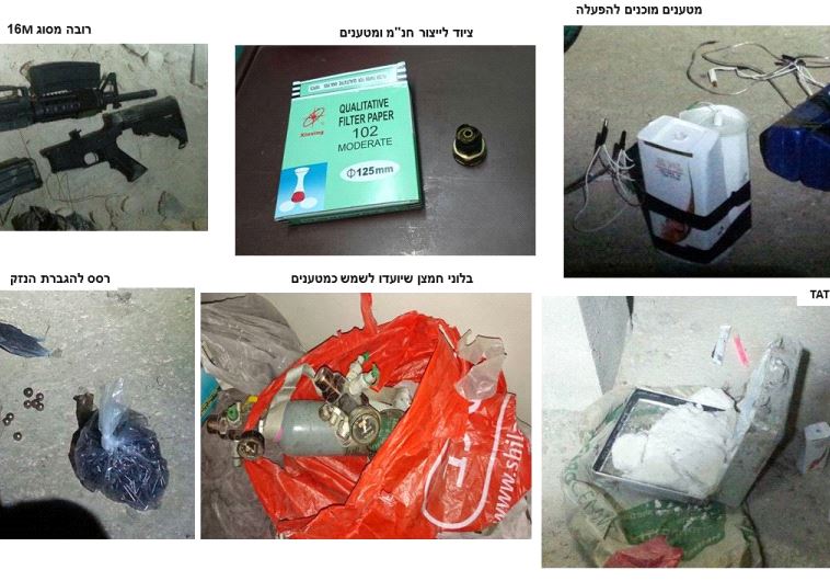 Hamas cell weapons uncovered by Israeli forces (Credit: Shin Bet)