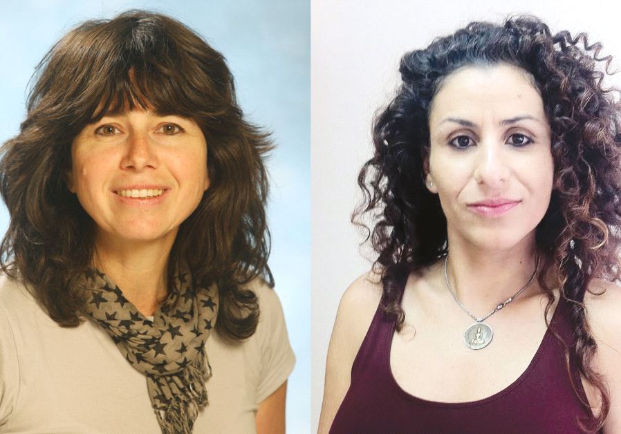 (from left) Dr. Noya Rimalt, a professor from the Faculty of Law at the University of Haifa, and Ronit Piso, women and medical technologies coordinator at Isha L’Isha (photo credit: HABIB SAMAAN,Courtesy)