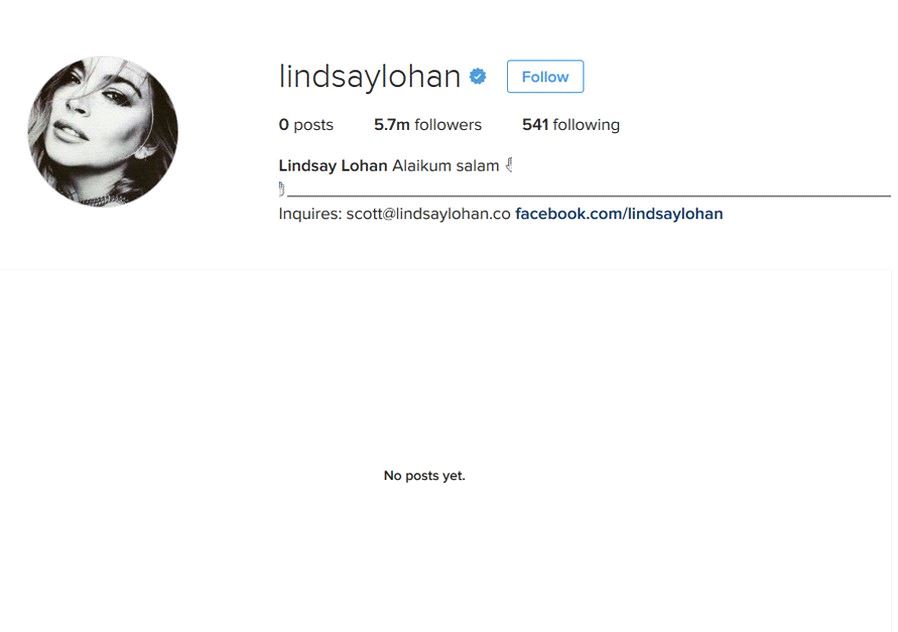 Linday Lohan's Instagram page (Screenshot)