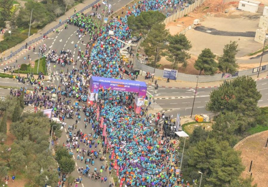 Aerial images of the marathon.(photo credit: ISRAEL POLICE)