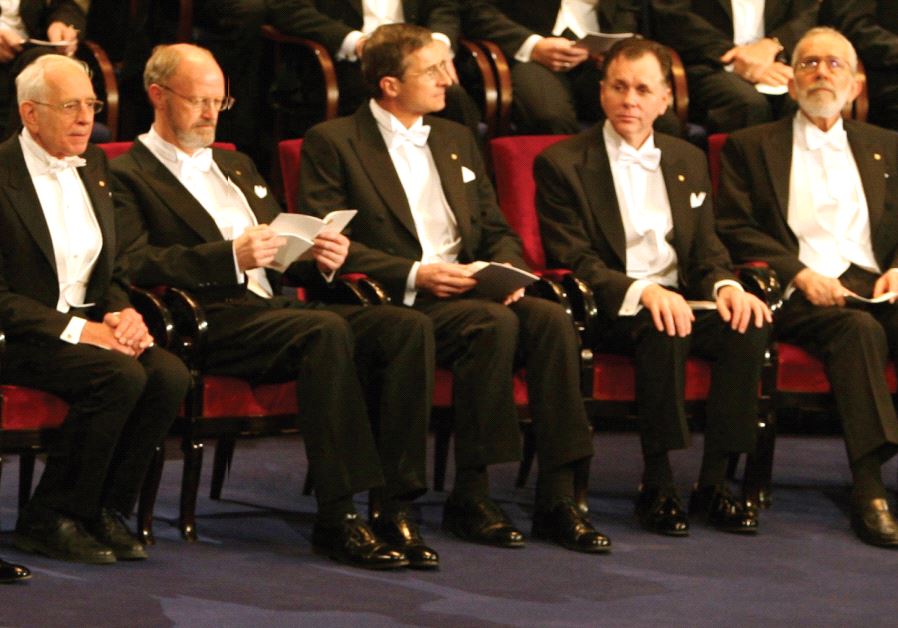 Nobel Prize laureates attend the award ceremony at the Concert Hall in Stockholm that year (Reuters)