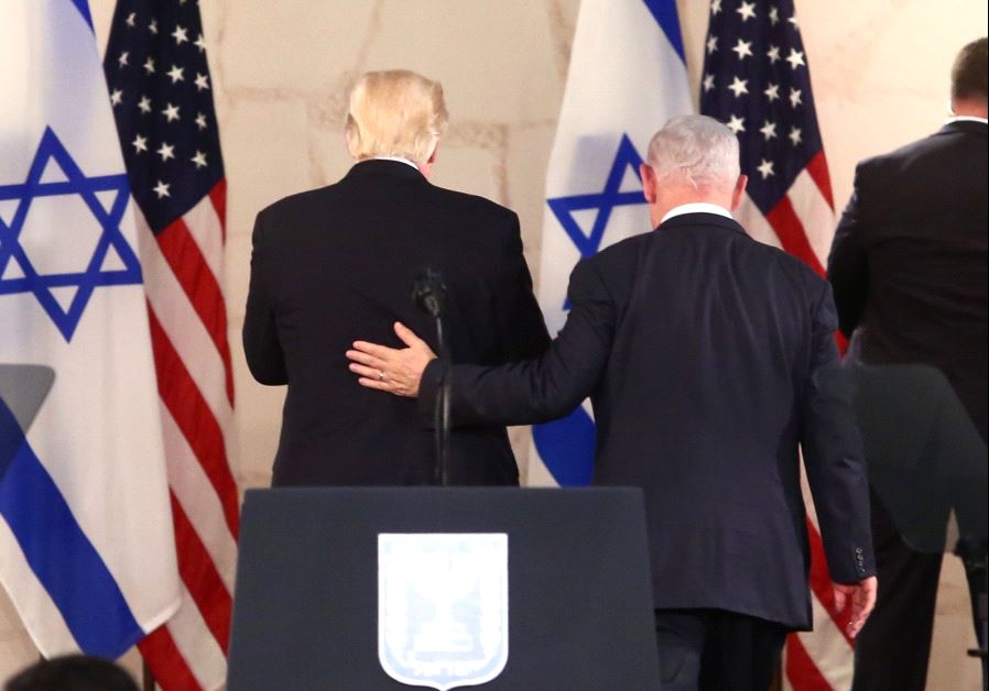 US President Donald Trump and Prime Minister Benjamin Netanyahu at the Israel Museum. (Marc Israel Sellem)