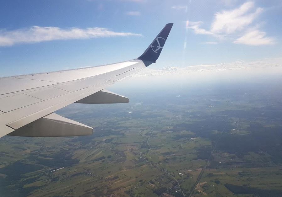 LOT Airlines flight over Poland. (photo credit: Becky Brothman)