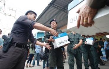 Thailand police confiscate explosives.