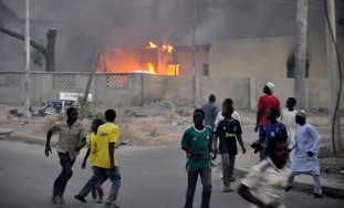 A Nigeria police station bombed by Boko Haram.