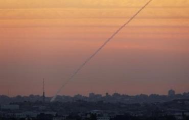 A rocket launched from the Gaza Strip.