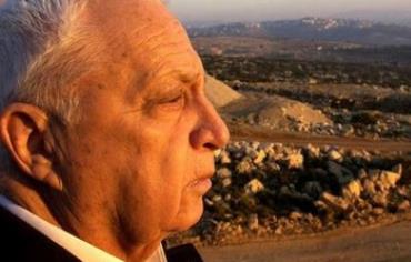 Former Israel prime minister Ariel Sharon gazes at the West Bank 