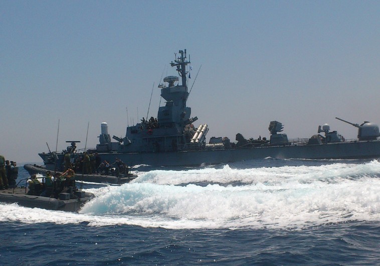 The navy patrols off the coast of Gaza on Monday
