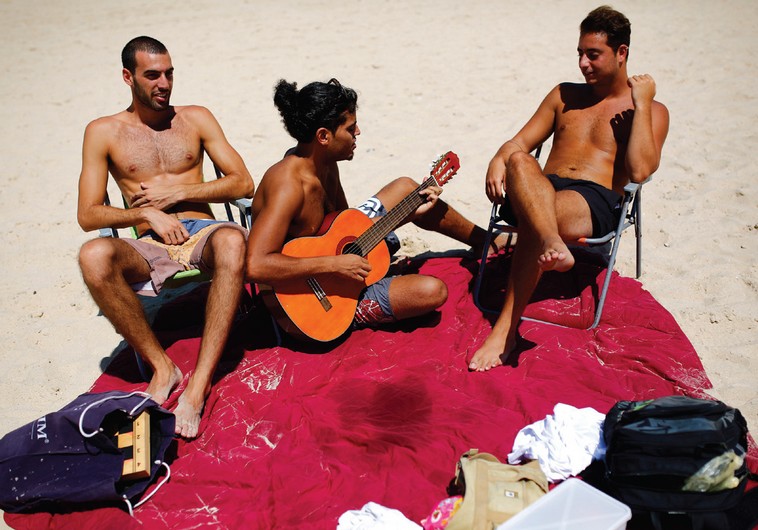 Israelis on the beach.
