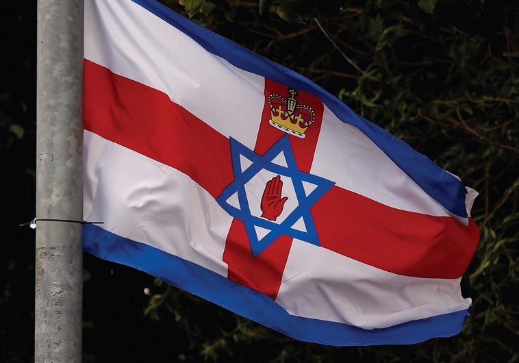 A FLAG comprising of various elements including the Ulster Banner and the Star of David
